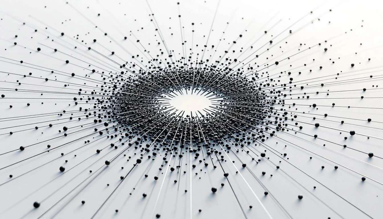 Iron filings drawn into radiating arcs and bridges between magnetic poles on a white ceramic surface.